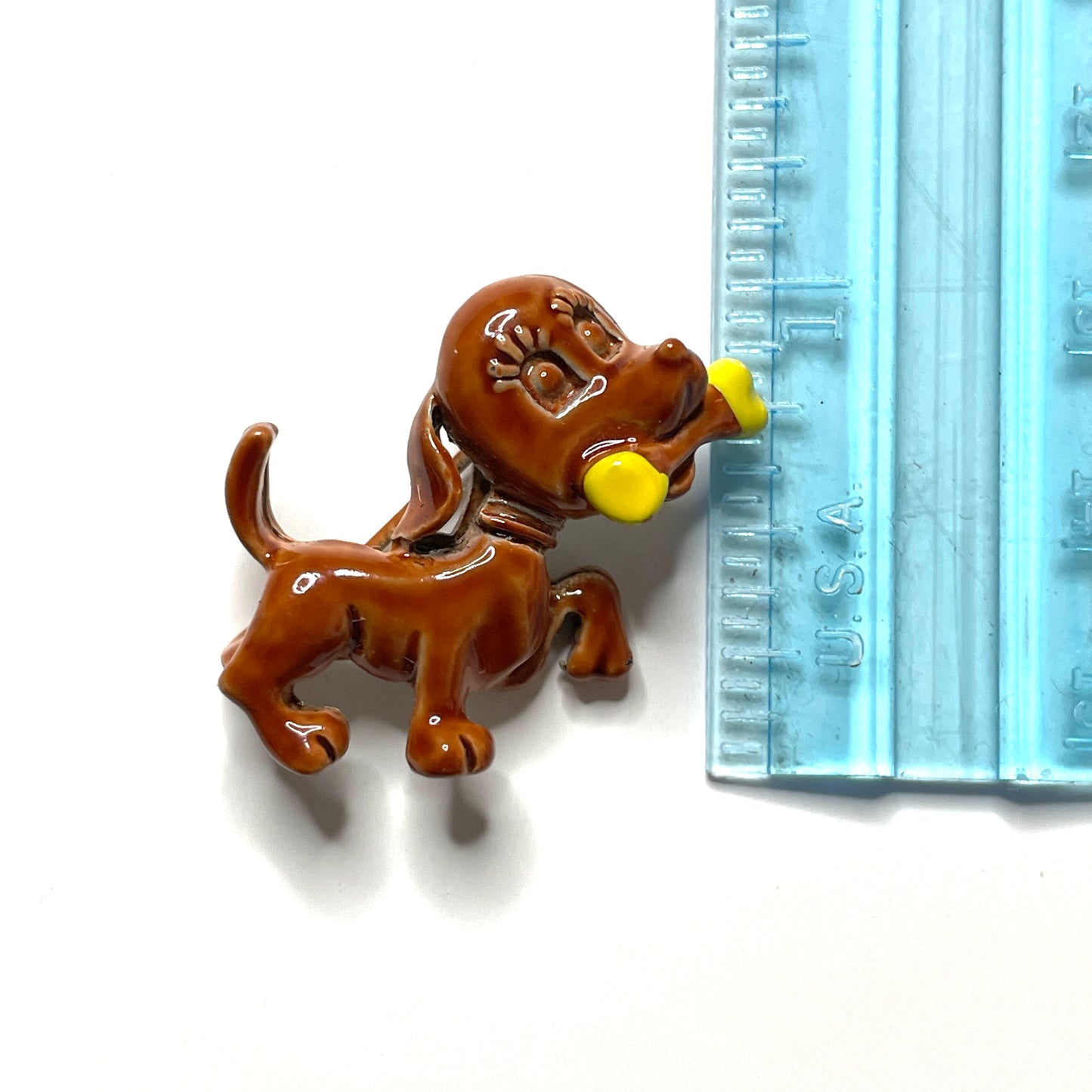 Dog With Bone - 60s Vintage Pin 1"