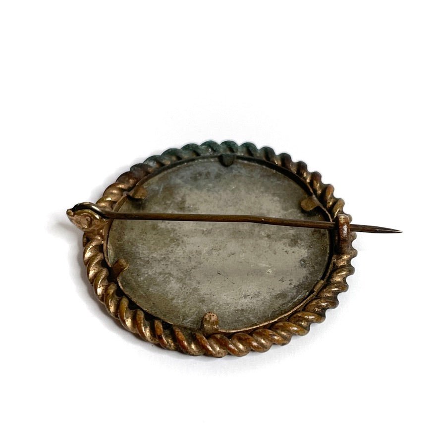 Antique Photographic Mourning Brooch Victorian Young Man
