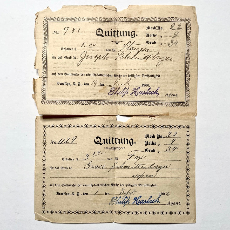 New York City Funeral Ephemera 1900 1902 1922 1923 Steinway Queens Holy Trinity