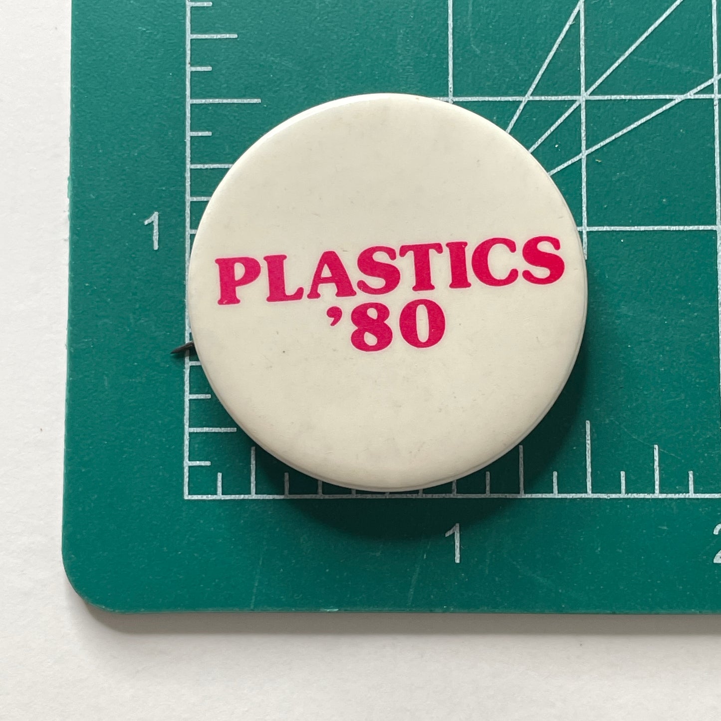 Plastics '80 Political Campaign 80s Vintage Pinback Button 1.5"