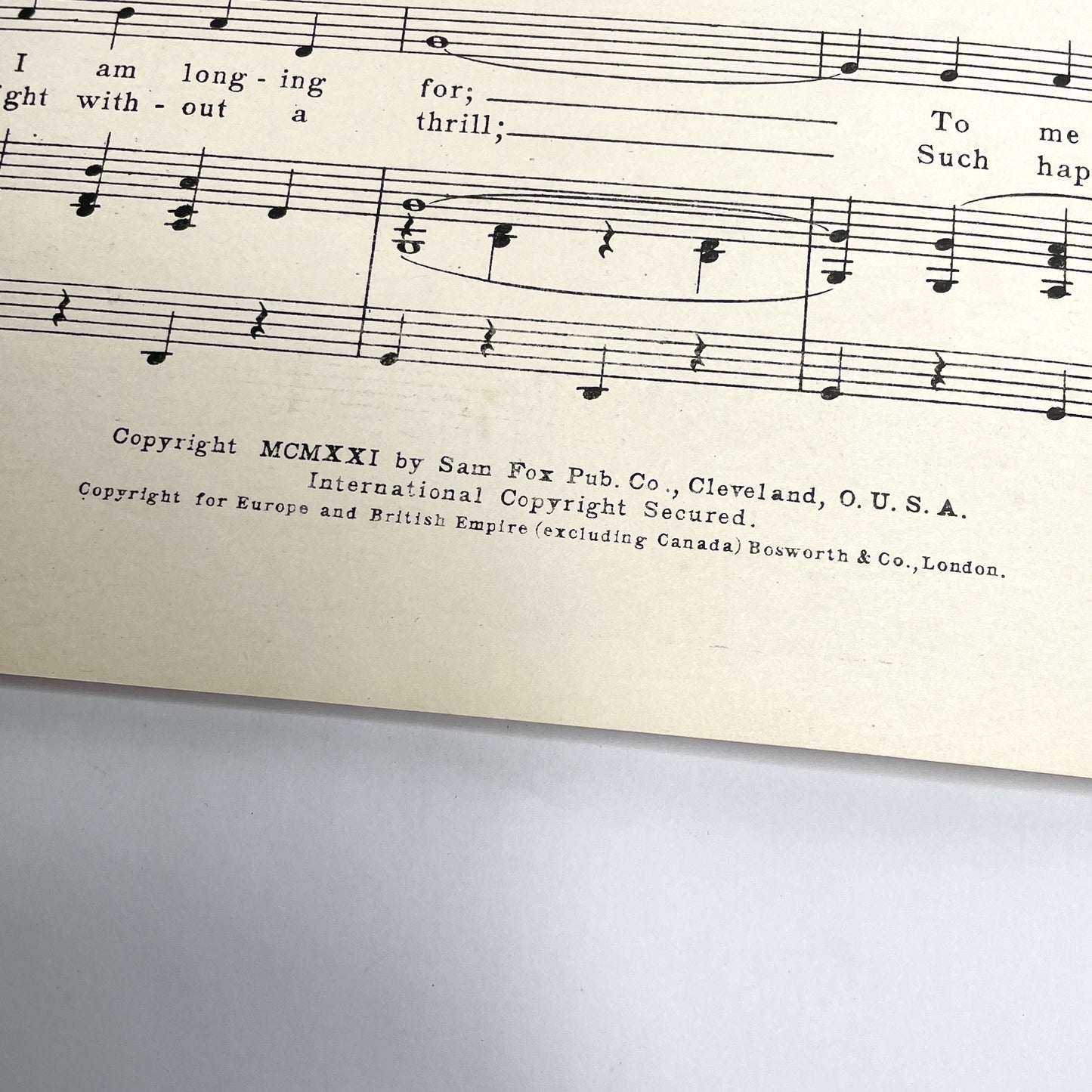 Just Wanting You 1921 Sheet Music