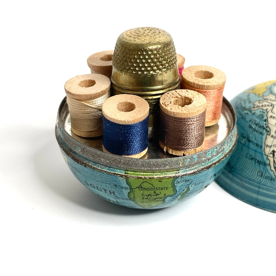 Antique Mini Globe Sewing Etui