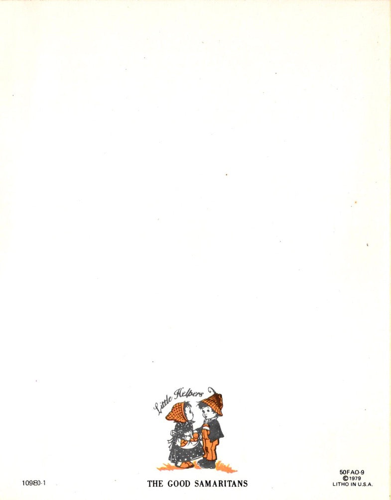 Thank You - Apple Picking - Vintage Greeting Card - 1979 Little Helpers