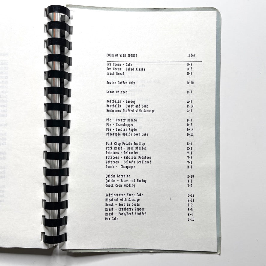 Cooking With Spirit Cookbook New London CT - 80s Spiral Bound Illustrated Recipe Book