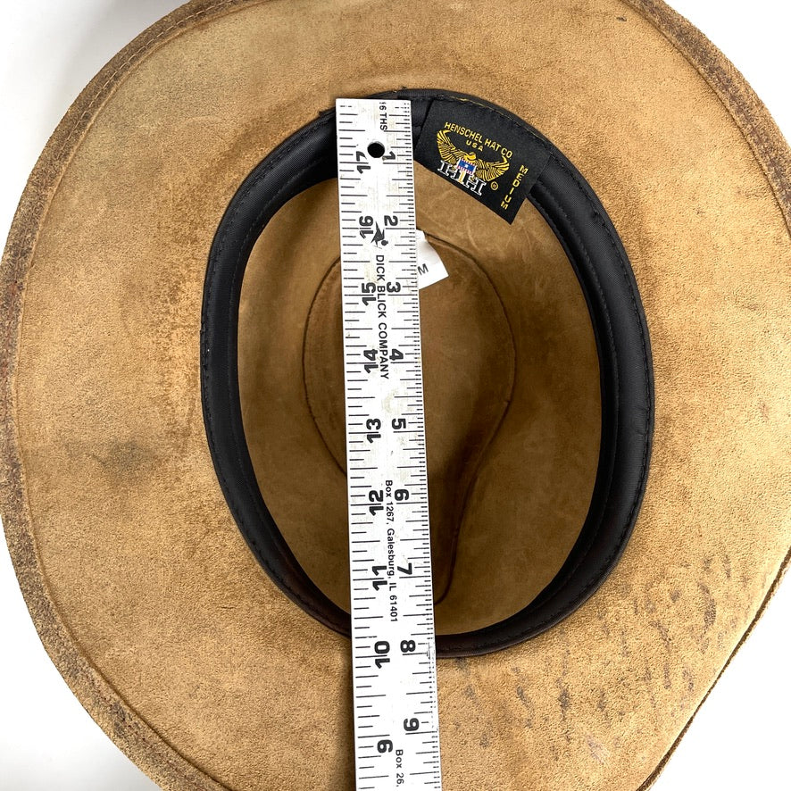 Coyote Leather Henschel Hat Brown Outdoor Rugged Braided Band Mens M Vintage USA