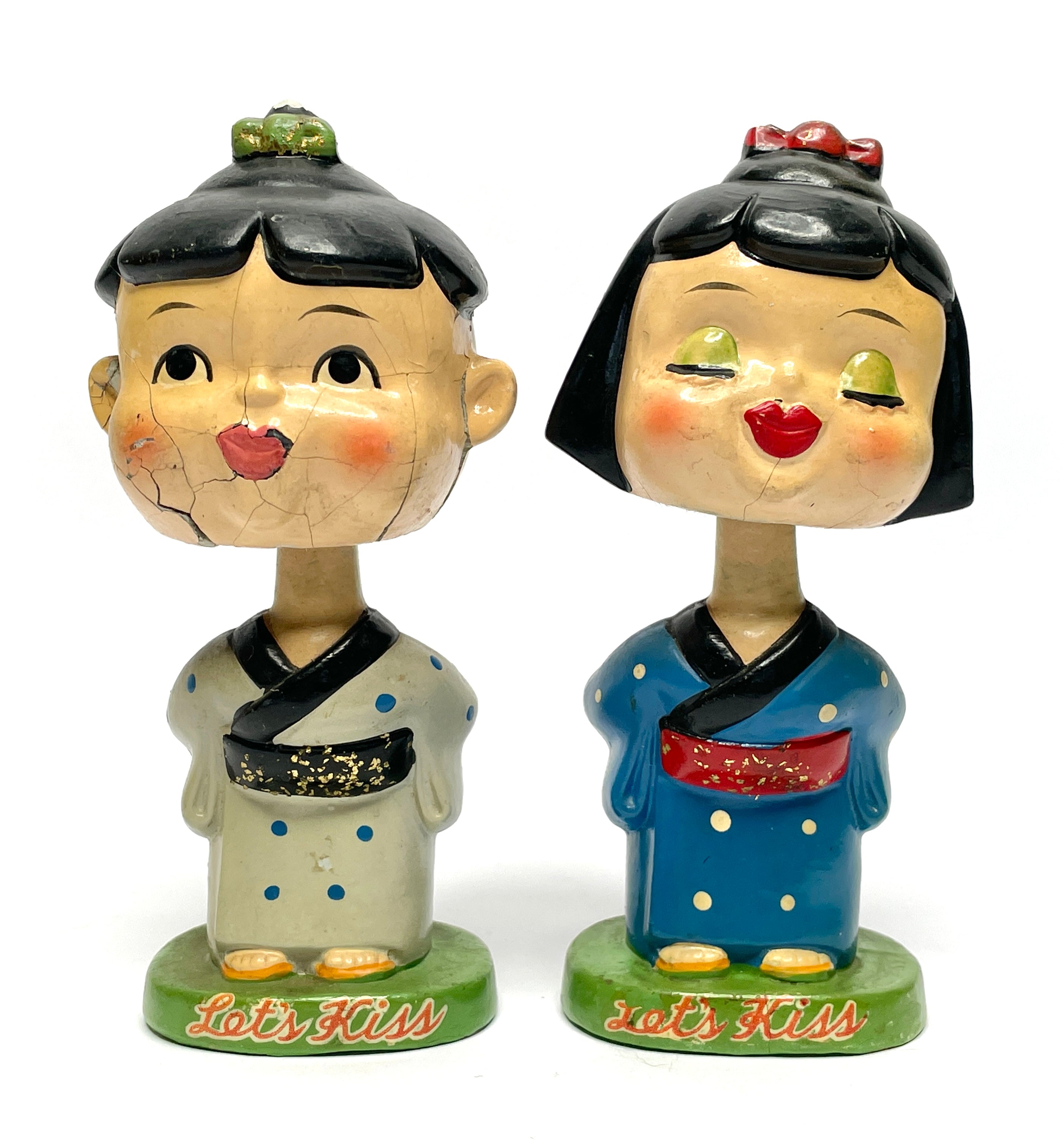 1960s Lets Kiss Bobbleheads Japanese Kissing Dolls – Supernova