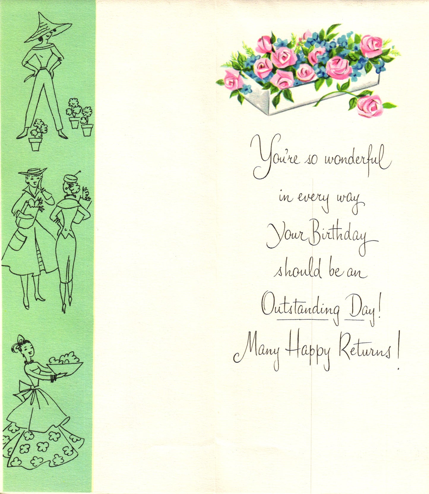 Birthday - You're One in a Million - Slim Vintage Greeting Card - Gold Stamped + Embossed