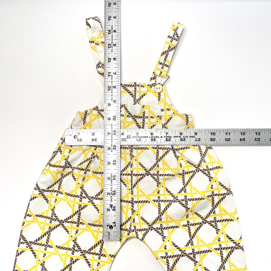 Rope Design White Canvas Overalls 12-18M