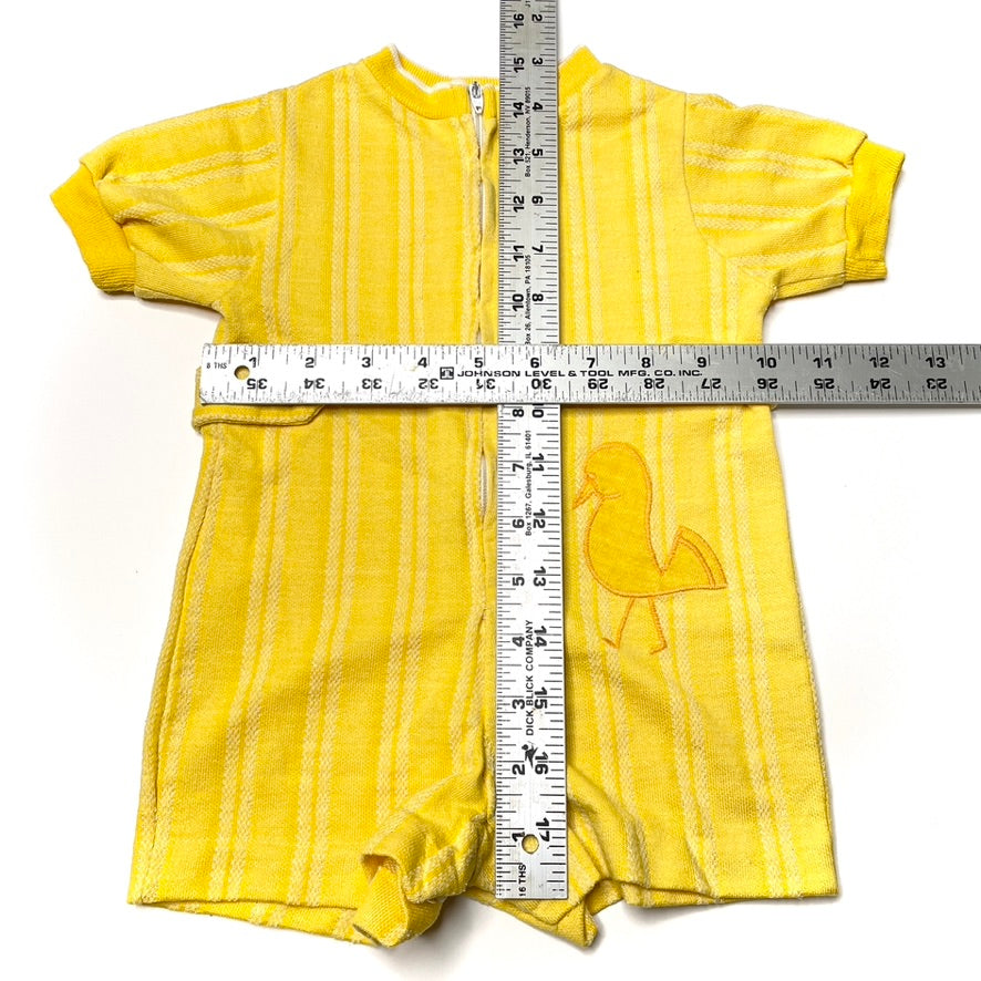 Bird Appliqué Yellow Zip Romper 12M