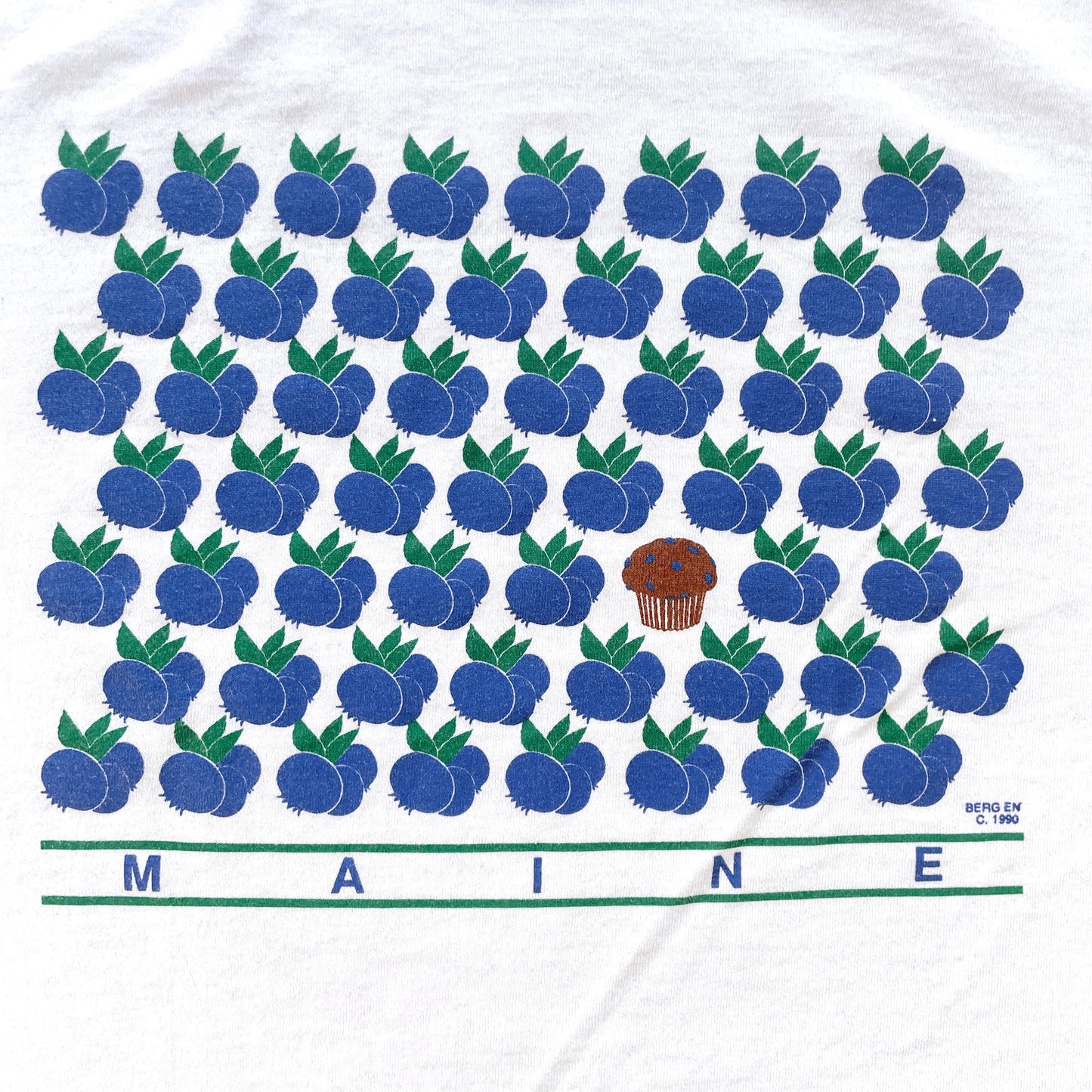 90s Vintage Maine Blueberries & Muffin T-Shirt White (L)