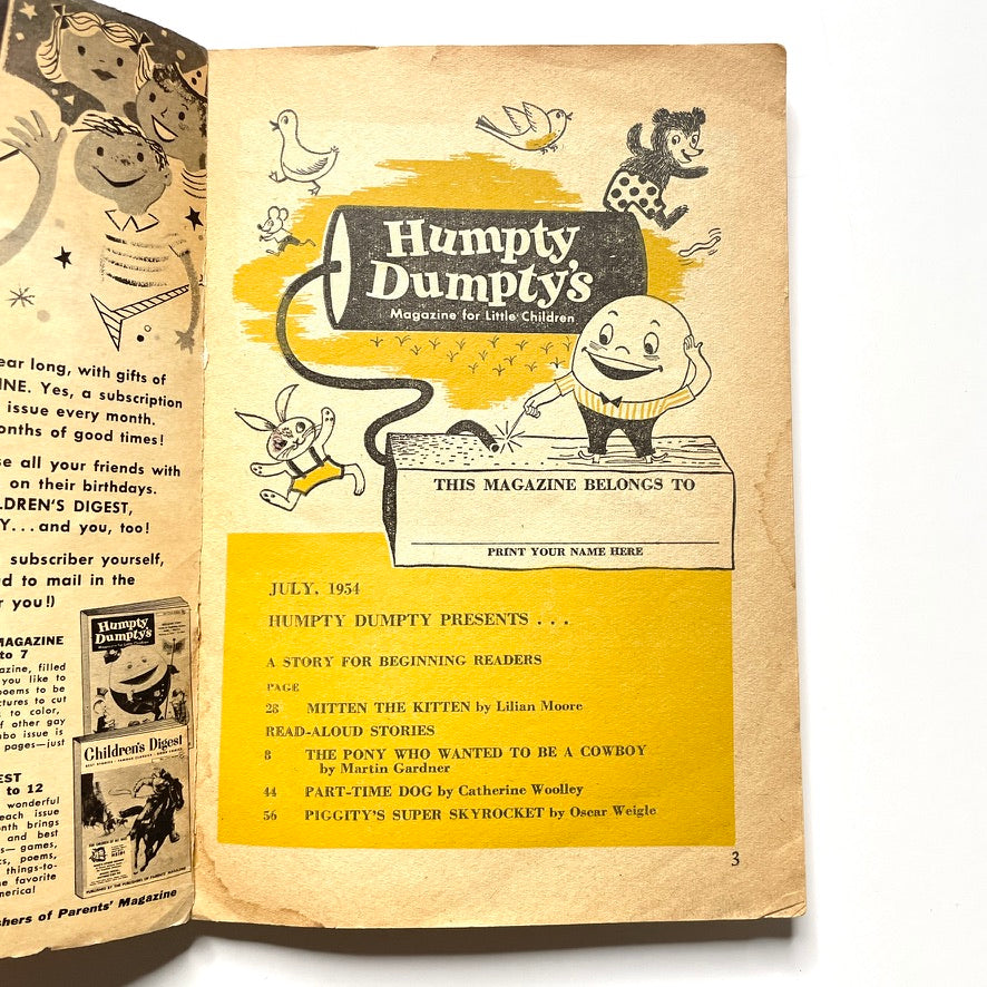 Humpty Dumpty's Magazine 1954 Kids Activity Book