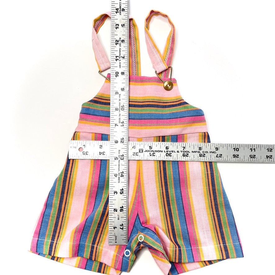 Colorful Striped Pink Linen Overalls 6-9M