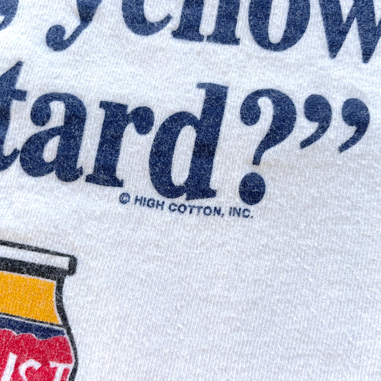 90s Vintage Cheap Yellow Mustard T-Shirt White (L)