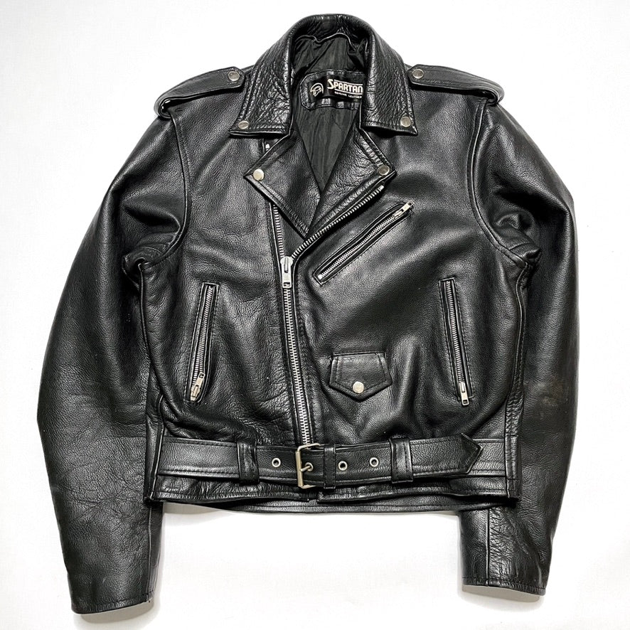 Double Rider Leather Jacket - Heavy Vintage Spartan Genuine Cowhide Size 40 / M