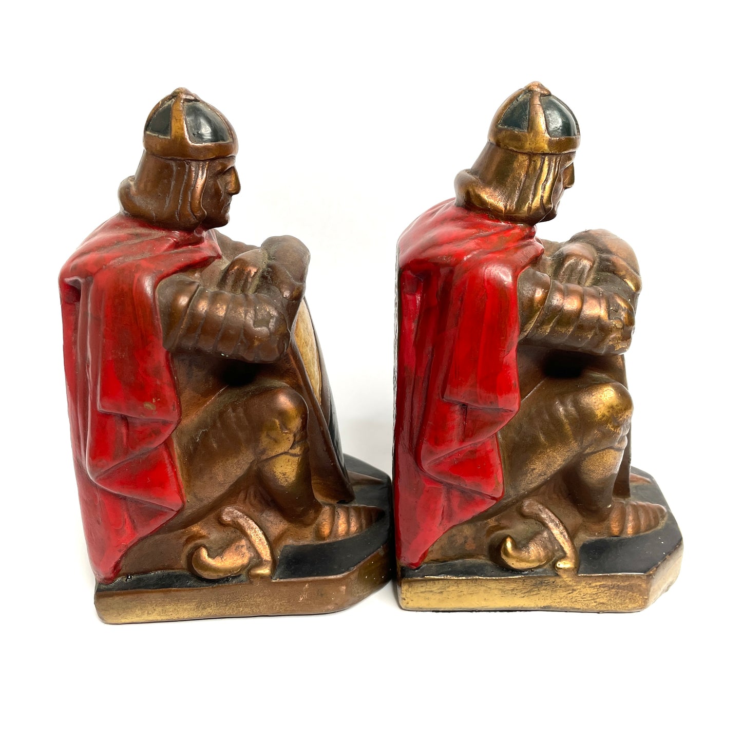 Marion Bronze 'Crusaders' Knight Bookends 1930s Bronze Clad