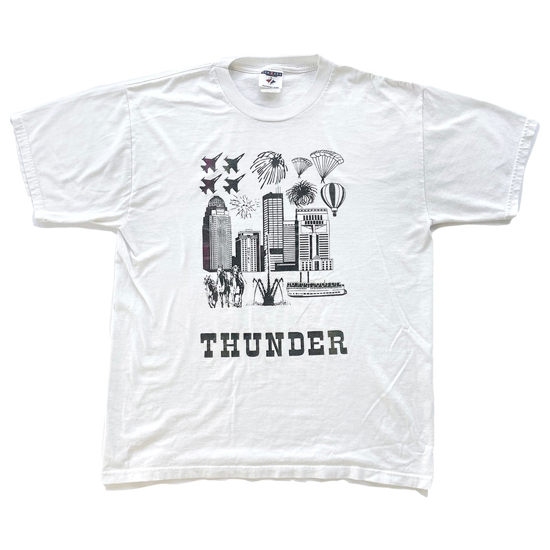 90s Vintage Thunder Handmade Clip Art T-Shirt White (L)