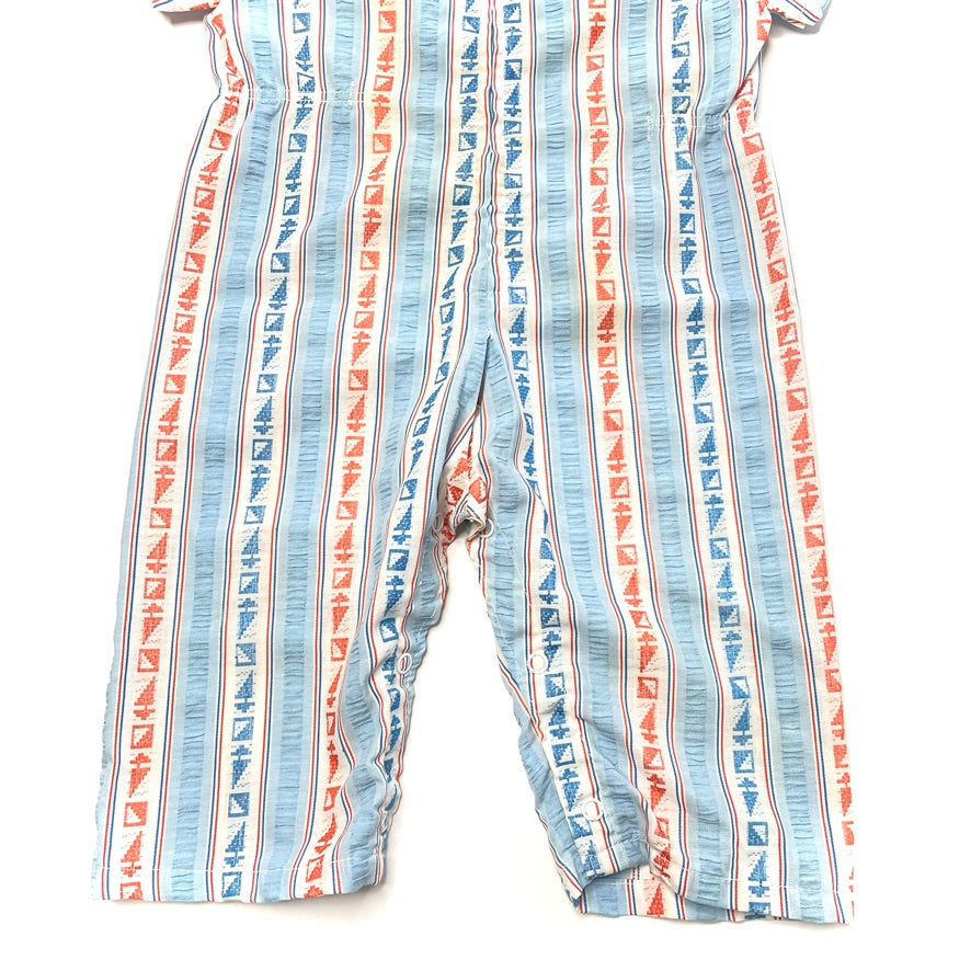 Sailboat Geometric Pattern Blue Jumpsuit *Damage* 18M