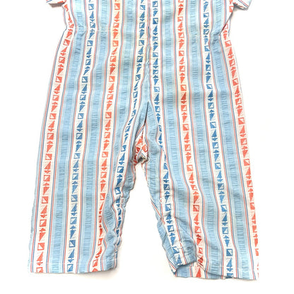 Sailboat Geometric Pattern Blue Jumpsuit *Damage* 18M