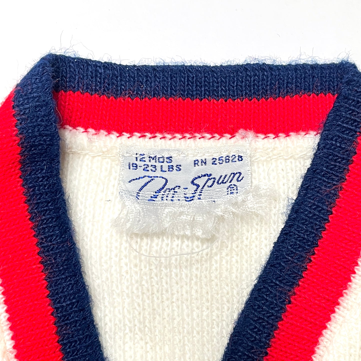 Tennis Embroidery Blue & Red Stripe White Cardigan Sweater 12M