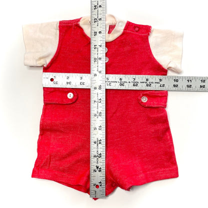 Red and White Button Romper *Damage* 3M