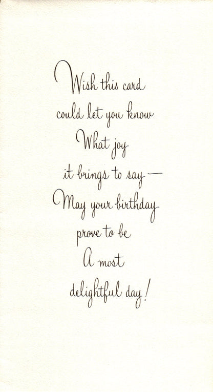 Birthday - Wild Flowers - Slim Vintage Greeting Card - Gold Stamped + Embossed