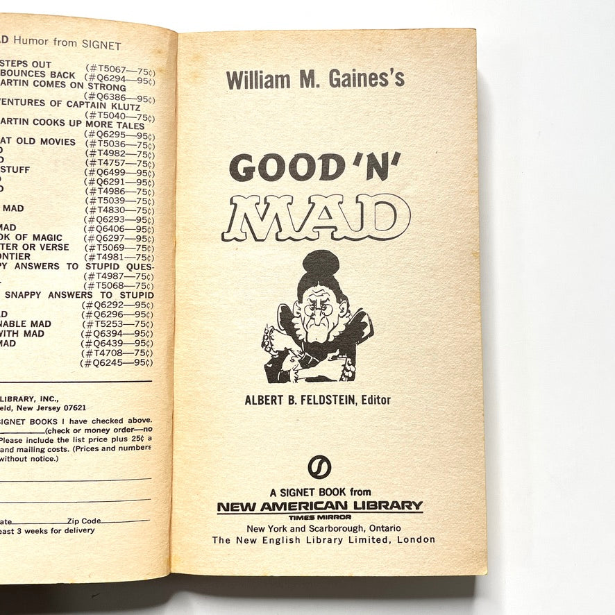Good 'N' Mad 1969 Paperback Comic Book