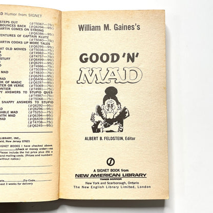Good 'N' Mad 1969 Paperback Comic Book