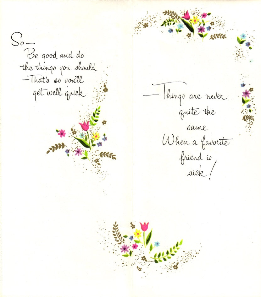 Get Well Soon - Steam Train - Slim Vintage Greeting Card - Gold Stamped + Embossed