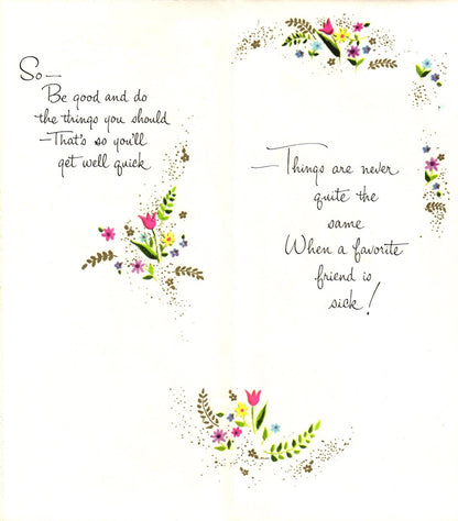 Get Well Soon - Steam Train - Slim Vintage Greeting Card - Gold Stamped + Embossed