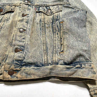 Levis Light Wash Vintage Denim Jacket Heavily Worn Distressed Acid Faded Mens L