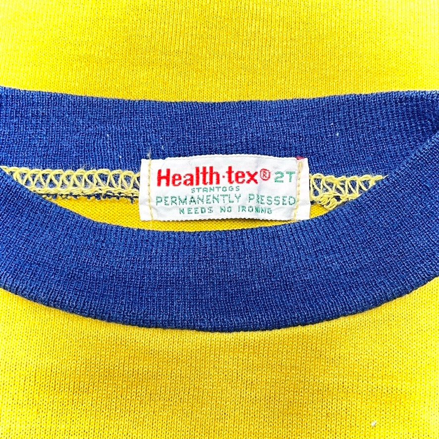 Smiley Face Embroidery Yellow Ringer Tee 4T