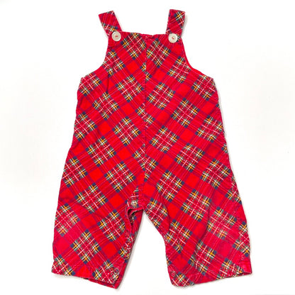 Multi-Color Plaid Red Corduroy Overalls *Damage* 18M