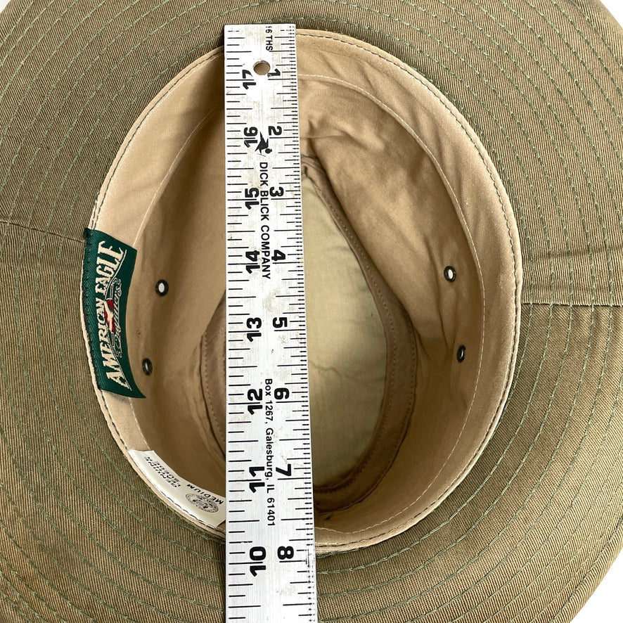 Leather Suede Trail Hiking Hat Outdoor Vintage American Eagle Mens M Army Green