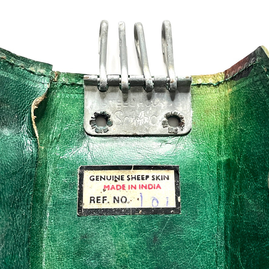 Women & Flowers Sheepskin Leather Button Snap Key Case, India - Vintage Key Holder