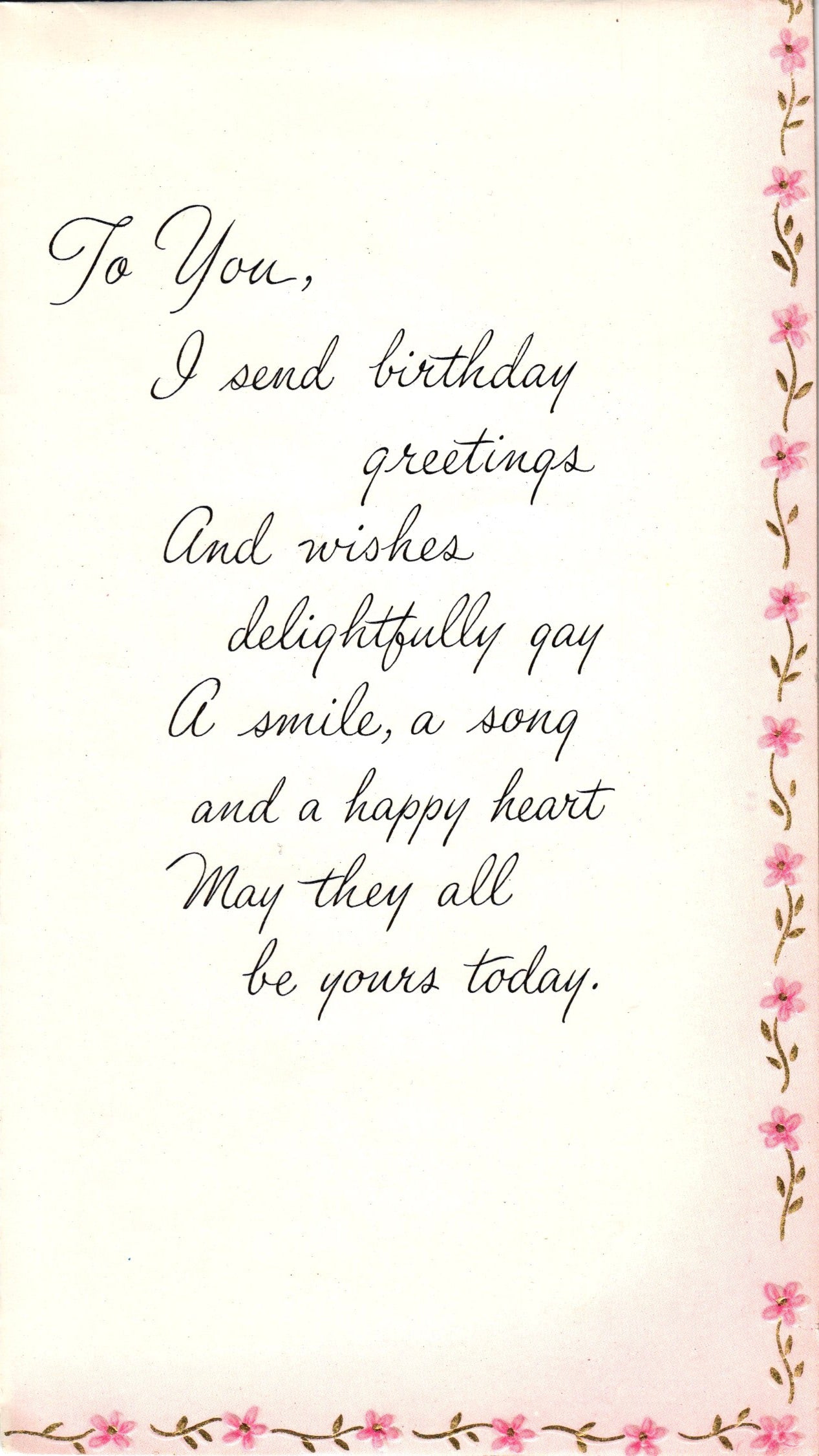 Birthday - Delightfully Gay - Glossy Vintage Greeting Card - Gold Stamped + Embossed