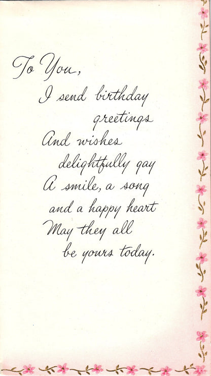 Birthday - Delightfully Gay - Glossy Vintage Greeting Card - Gold Stamped + Embossed