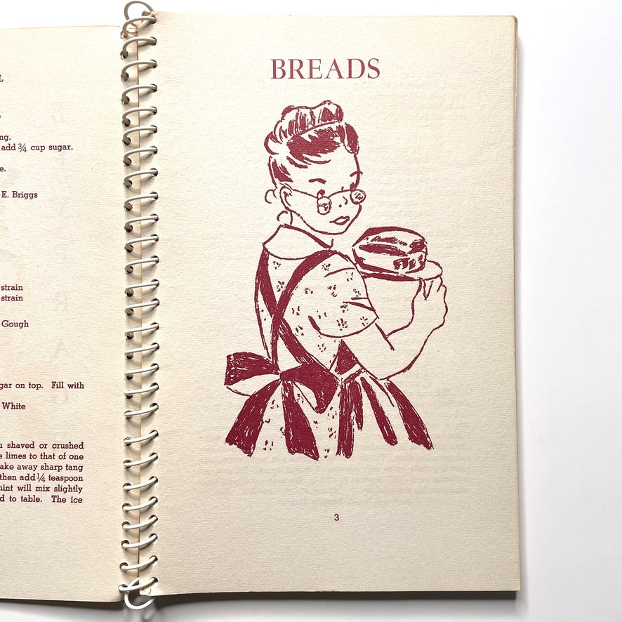 The Edward Little Band: Recipes in Rhythm Cookbook Auburn ME - 40s Vintage Illustrated Spiral Bound Recipe Book