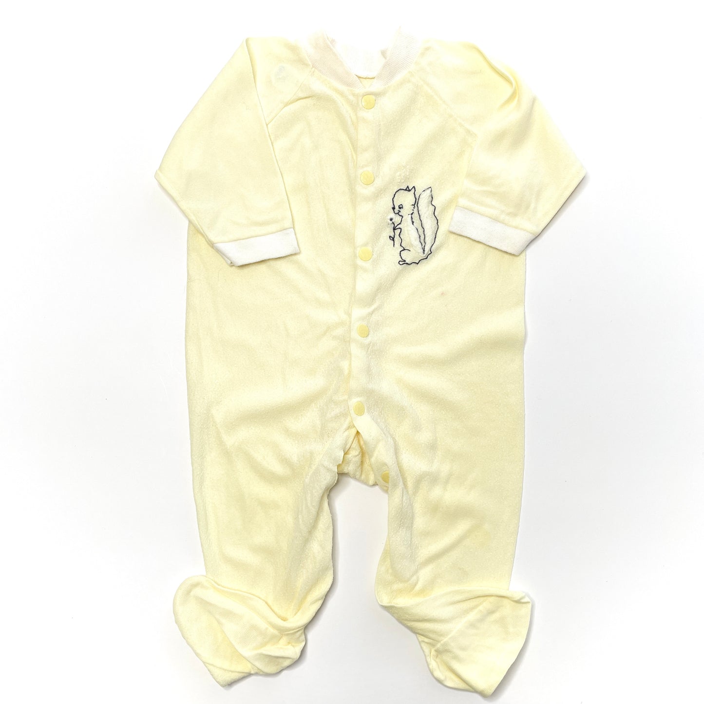 Skunk Embroidery Yellow Footed Sleeper 3-6M