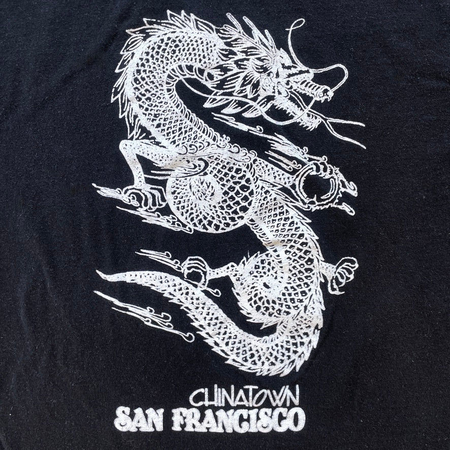 Vintage Y2K Chinatown San Francisco Dragon T-Shirt Black (M)