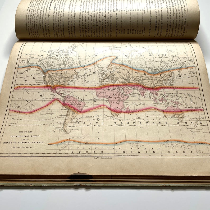 Warren's Physical Geography By D. M. Warren 1873 Cowperthwait & Co. - Antique Hardcover Illustrated Book