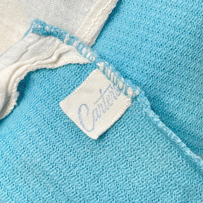 Trumpet Crest Embroidery Rib-Knit Blue Onesie Romper 6M