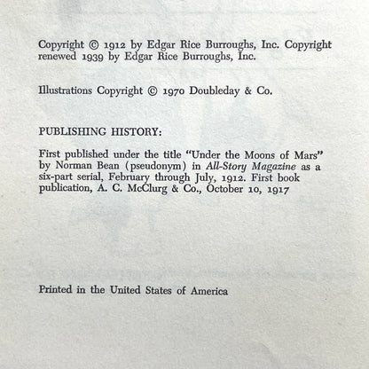 A Princess of Mars by Edgar Rice Burroughs (1912) - Vintage 70s Sci-Fi Book