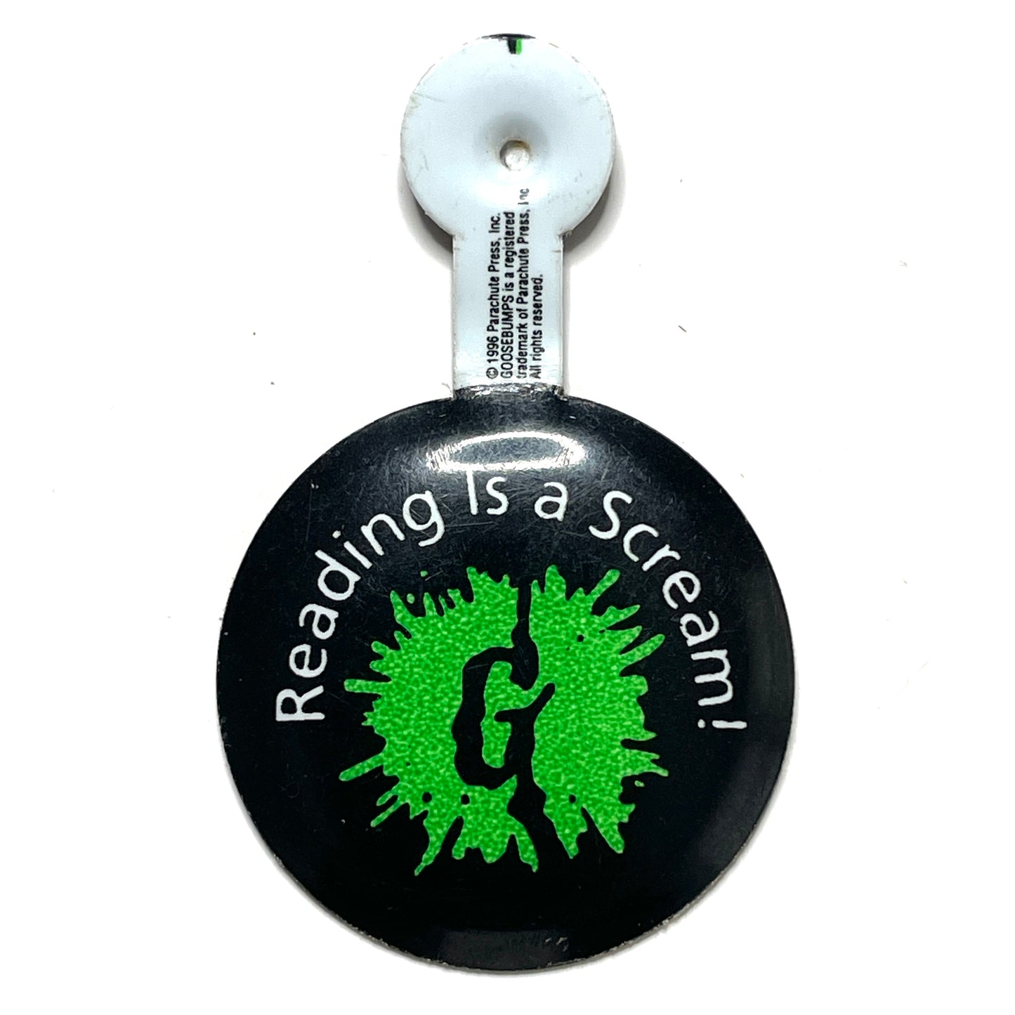Goosebumps Promo Reading Is A Scream - 1996 Vintage Metal Tab Button 1"