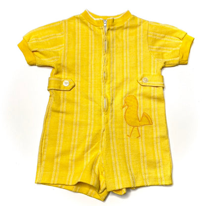 Bird Appliqué Yellow Zip Romper 12M