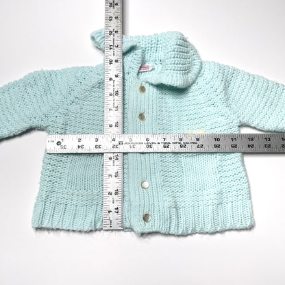 Puppy Dog Embroidery Robin's Egg Knit Cardigan Sweater 18M