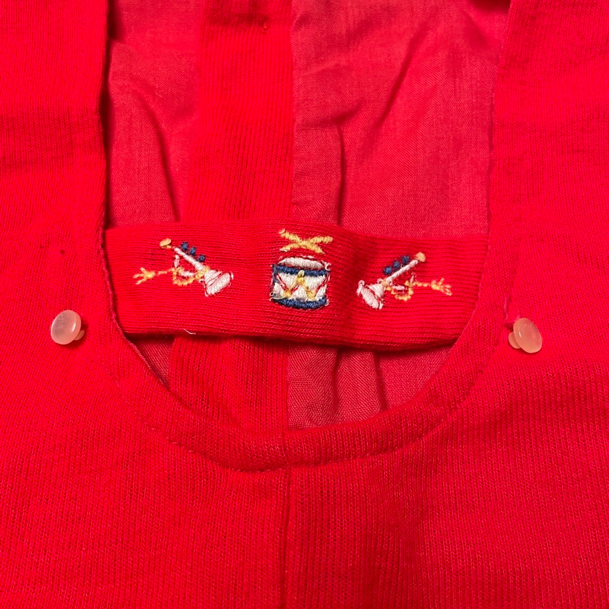 Musical Instruments Embroidery Red Onesie Romper *Damage* 9M