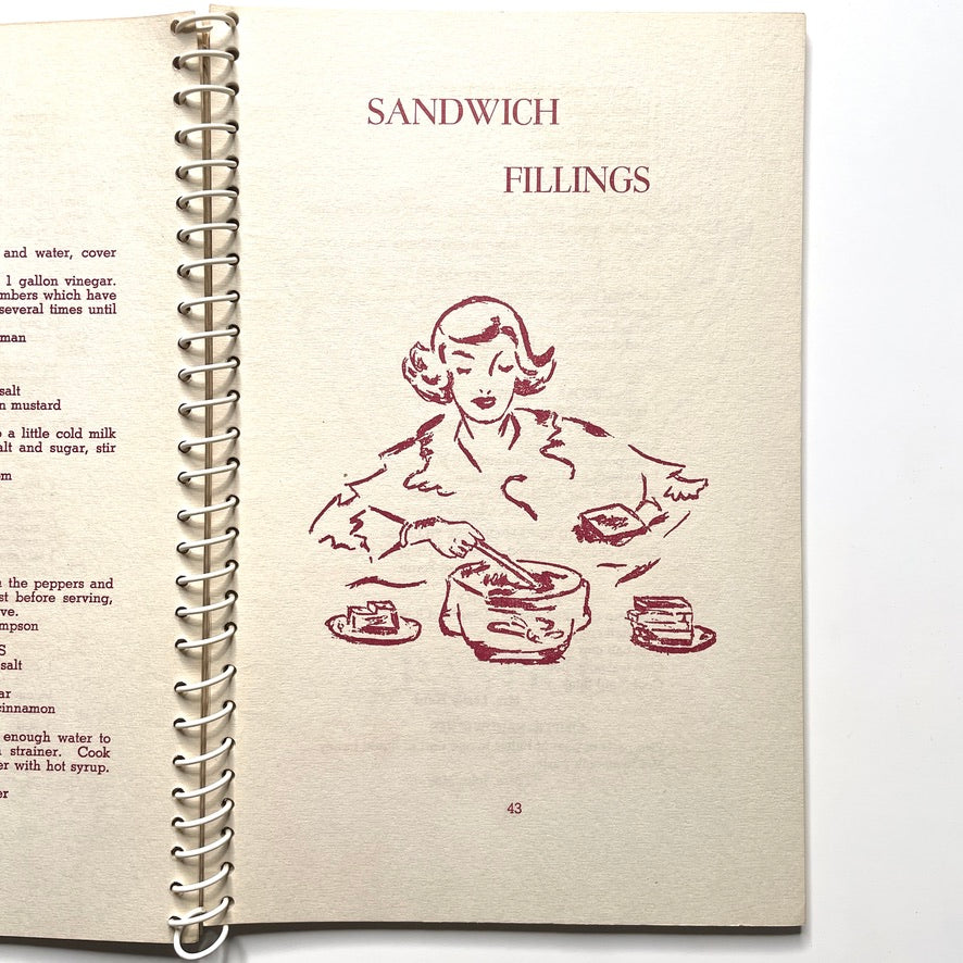 The Edward Little Band: Recipes in Rhythm Cookbook Auburn ME - 40s Vintage Illustrated Spiral Bound Recipe Book