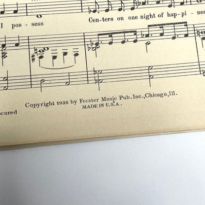 Love Came Out of the Night 1936 Sheet Music