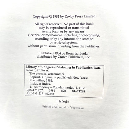 The Practical Astronomer 1984 Illustrated Hardcover Book