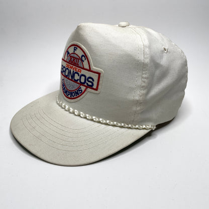 Denver Broncos AFC Champions 1987 Vintage Rope Snapback Hat - White